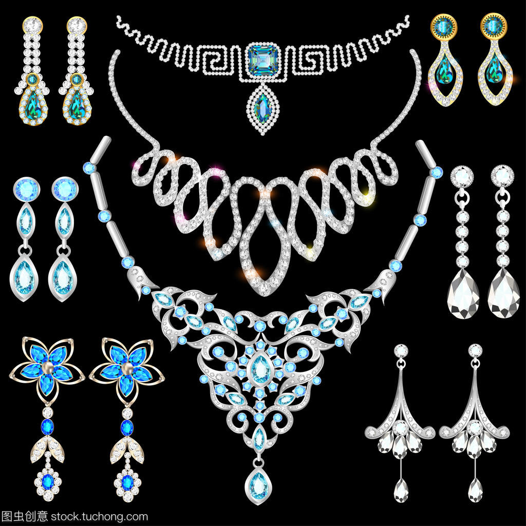 銀金珠寶首飾插畫(huà)套裝 藝術(shù)與奢華的精致融合